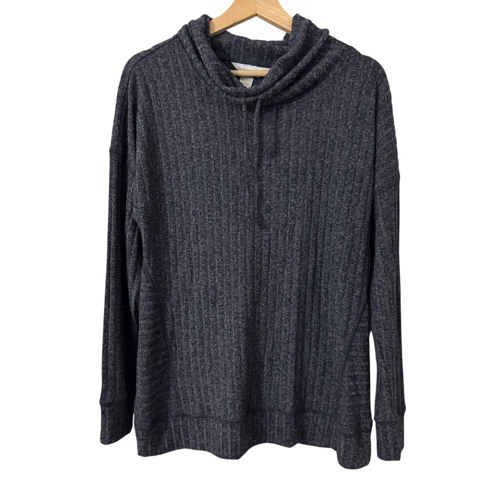 Christopher & Banks Navy Blue Ribbed Lightweight Cowl Neck Sweater‎ Sz Small NWT